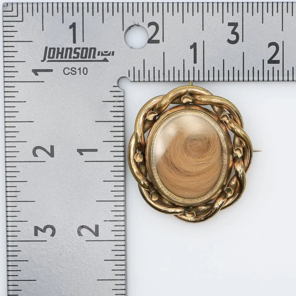Antique Victorian Swivel Mourning Hair & Child‎ Photo Gold Filled Brooch 1870s
